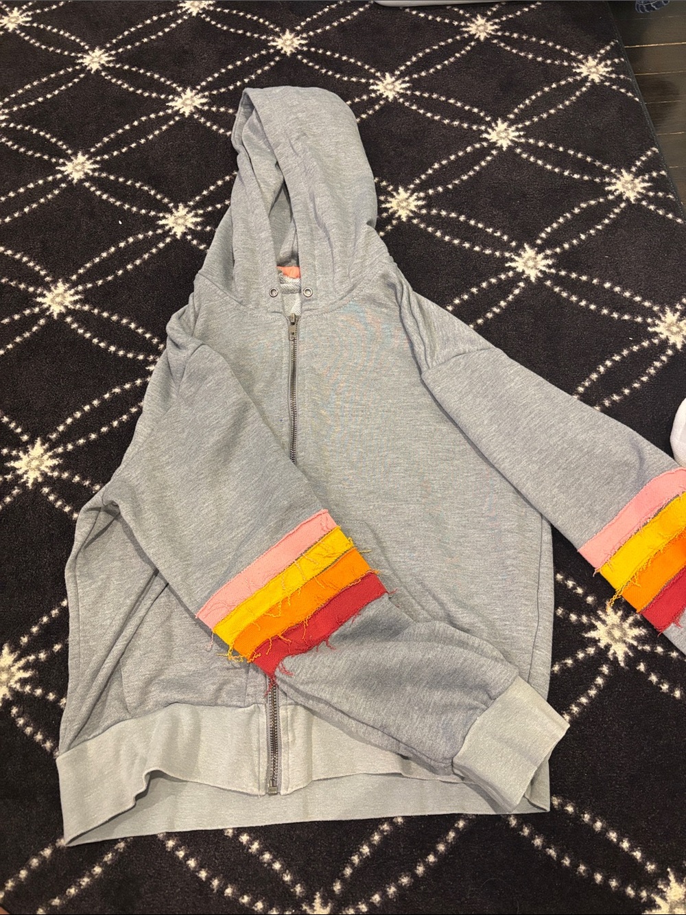Pink yellow orange red patch zip up